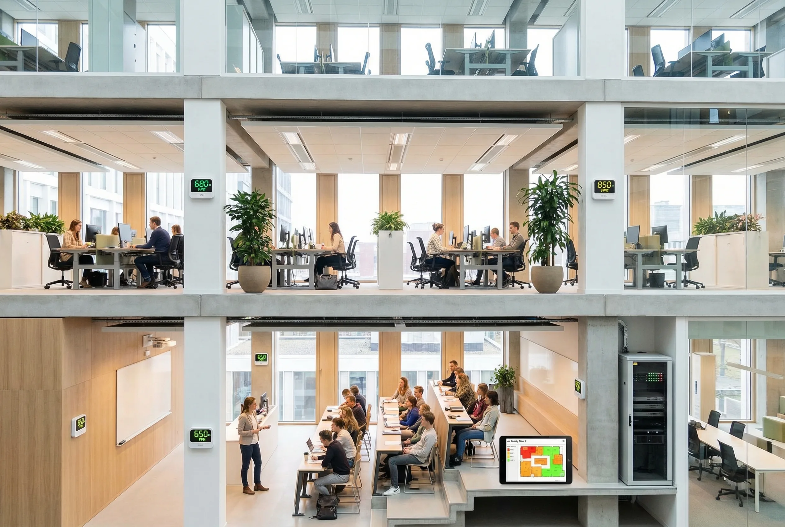 Campus indoor air quality monitoring with floor heatmap